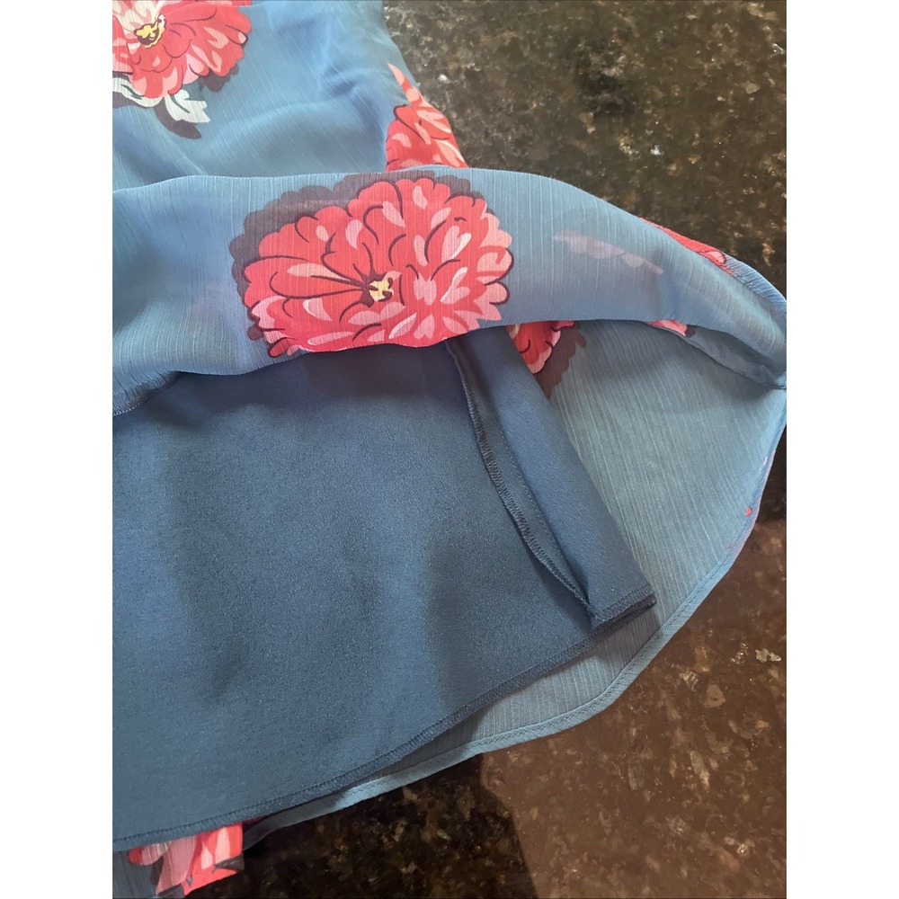 Cabi Style 3445 Blushing Floral Blouse Teal Sz XS Peplum Lined Tank‎ Shirt Top - Picture 6 of 8
